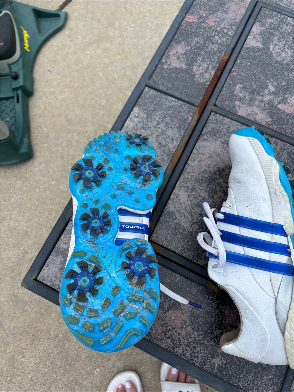 Adidas White golf shoes with Blue Accents - Athletic Casual - Picture 3 of 4
